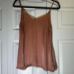 100% silk blush colored Anthropologie camisole top with lace details size M